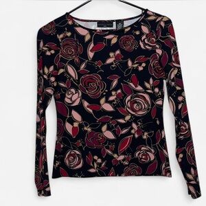 Vintage CottageCore Women’s Petite Floral Long Sleeve Blouse Size XS(4-6)